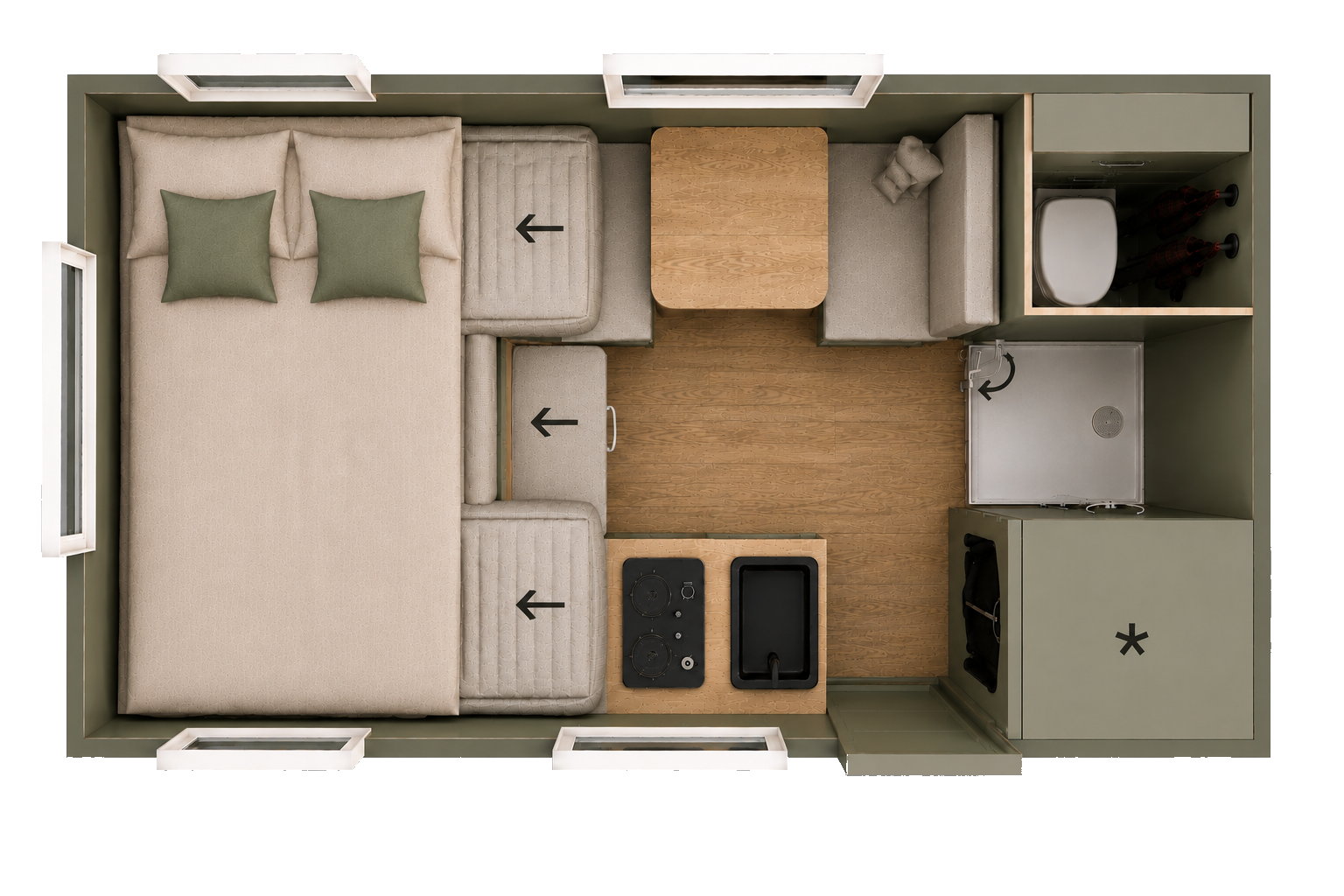 LE 370 Grundriss – Längsbett