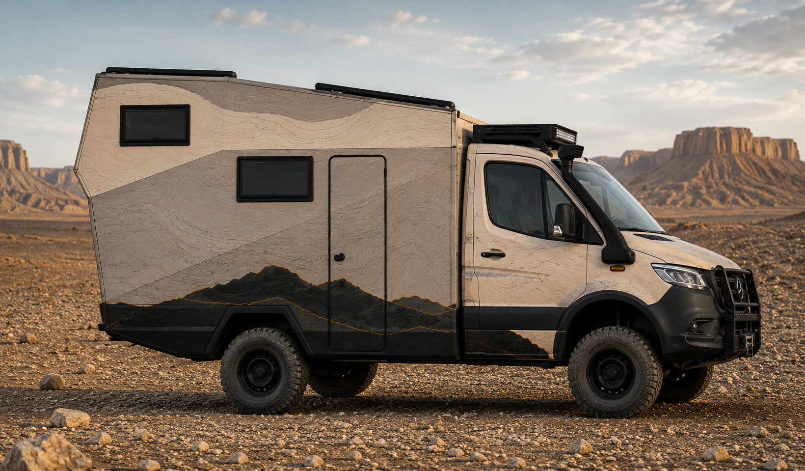 LE 370 auf Sprinter 4×4 geöffnet – Pyrenäen
